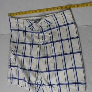 Old Navy‎ Mens Board Shorts L White Blue Plaid Summer Beach Casual Swim Trunks